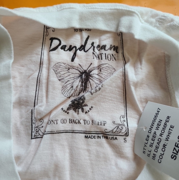 Nwt! Daydream nation white romper " I'llsleep when I am dead" - Picture 4 of 7